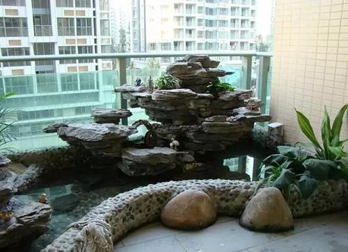 家庭陽臺(tái)魚池假山制作公司